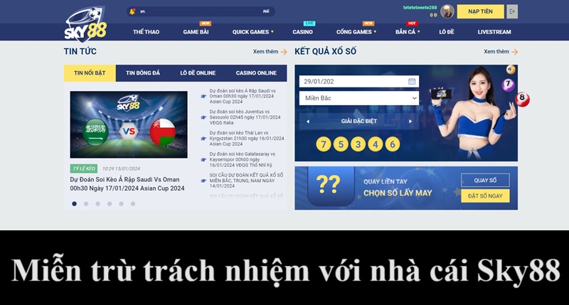 Trường hợp miễn trừ trách nhiệm Sky88 với nhà cái